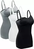 BRLIDO Damen Still-Tanktop mit integriertem BH zum Stillen, Mutterschaft, Camisole, Schwarz Grau Weiß, Groß