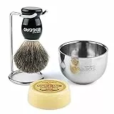Anbbas Rasierset Dachshaar Rasierpinsel Edelstahl Rasierpinsel Ständer Rasierseife Schüssel Becher Ziegenmilch Seife für Männer Geschenk