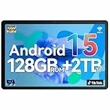 Whitedeer Android 15 Tablet 10 Zoll, Tablet mit 30GB RAM+128GB ROM, Octa Core, Widevine L1, Wi-Fi 6G/BT 5.3, 6200mAh, Computermodus unterstützt - Grau