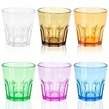 6 Stück Kunststoffbecher Bunt, Kinderbecher Plastik, 5.63 OZ Hochwertige Kunststoff Trinkgläser Set, Wiederverwendbar und Spülmaschinenfest Trinkbecher für Daheim Party Büro Camping, 160 ml Farbe