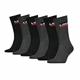 Levi’s Crew-Socken, atmungsaktive Socken aus Bio-Baumwolle mit verstärkter Ferse und Spitze für Damen und Herren, 6er-Pack