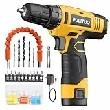PULITUO 12V Akku-Bohrmaschine ,Leistungsstarke Bohrer-Sets mit Li-Ion Akku, 21+1 Drehmomenteinstellung,3/8' Zoll Keyless Chuck,elektrische Bohrmaschine,Variabler Drehzahlschalter,LED Licht.