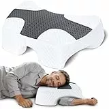SAHEYER Seitenschläferkissen mit Armloch, Orthopädisches Nackenkissen Kopfkissen, Memory Foam Kissen mit Vier verstellbaren Armauflagen für Seiten-, Rücken- oder Bauchschläfer(Schwarz)