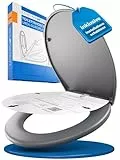 LOBENSWERK Toilettendeckel Grau Anthrazit [Einfache Montage] antibakteriell & UV-beständig | Quick-Release-Funktion | Klodeckel, Klobrille, WC Sitz inkl. Installationsschablone