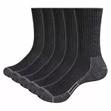 GiveGift Socken Herren Gepolsterte Verstärkte Arbeitssocken Baumwolle Crew Sportsocken, Wandersocken mit Dicke Frotteesohle, Atmungsaktiv Herrensocken WORK Socken für Herren 44-49, Schwarz 5 Paar