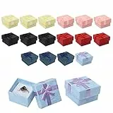 Qaziuy 18 Stück Kleine Geschenkverpackung Box, Schmuck Geschen kbox Mit Schleife Elegante Schmuckschachtel Papier Box Mit Deckel für Schmuck Ringe Halsketten Ohrringe