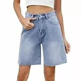 Generisch Jeans Shorts Damen High Waist Stretch Ripped Denim Kurze Hose Damen Sommer Casual Hotpants Jeansshorts Destroyed Zerrissener Jeans, Blau S