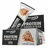 Best Body Nutrition Protein Crunch Bar Caramel Cream 35g – Eiweißriegel – Knuspriger Protein Bar – 32% Protein – Low Sugar Snack – Zuckerreduziert – Soja-Crispies – Milchschokolade – 12er Pack