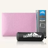 PEUJEW Reisekissen Campingkissen, Memory-Schaum Kleines Kissen, komprimierbar mittlerer Härtegrad, atmungsaktiver Kissenbezug, geeignet für Rucksackreisen, Wandern und Autoreisen (Apricot Powder, S)