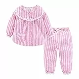 Mud Kingdom Boutique Kleinkind Mädchen Pyjama Outfit Spitzenkragen 3 Jahre Rosa