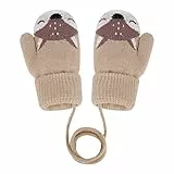 Kinder Winter Handschuhe Fäustlinge Baby Cartoon Fausthandschuhe Halshandschuhe Dicke Doppelt Strickhandschuhe Niedliche Fuchs Handschuhe, 1-3 Jahre alt, Spielen, Laufen, Skifahren Bedarf
