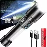 Shadowhawk Taschenlampe Led Aufladbar Mit LCD Display & COB Seitenlicht, 7 Modi XHM90.2 1000000 Lumen Led Taschenlampe Extrem Hell,Tragbar Taktische Taschenlampen,Starke Flashlight Für Outdoor Camping