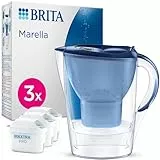 BRITA Wasserfilter-Kanne Marella weiß (2,4l) inkl. 3x MAXTRA PRO Pure Performance Kartusche – Kühlschrankgeeignete Filterkanne mit BRITA Memo, Klapp-Deckel, filtert Verunreinigungen