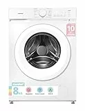 Comfee Waschmaschine 8kg, Washing machine mit Tierhaar-Programm & Dampffunktion,16 Programme,Energy Efficiency Class A-10%,Nachlegefunktion, Leise & Energiesparend, CF08EWP05W, Weiß