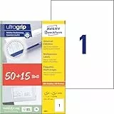 AVERY Zweckform 6603 Universal Etiketten (50 plus 15 Klebeetiketten extra, 210x297mm auf A4, Papier matt, bedruckbare Versandetiketten, selbstklebende Versandaufkleber mit ultragrip) 65 Blatt, weiß