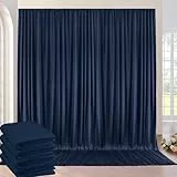 6×3 m Marine Blau Hintergrund Vorhang, Deko Hochzeit Party Geburtstag Grad Jahrestag Fotowand Hintergrund, 4 Platten 1,5×3 m Faltenfreie Weiche Seidige Marine Vorhänge für Kulissen Home
