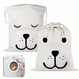 2 Stück Wäschesack Reise, Wäschebeutel Reise mit Kordelzug, Baumwolle Wäschebeutel Schmutzwäsche, Laundry Bag Zur Aufbewahrung Schmutziger Kleidung, 62 x 46 cm
