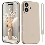 HGH für iPhone 16 Hülle Silikon mit Lanyard, Handyhülle für iPhone 16 Dünn Rundumschutz mit Microfiber-Innenfutter Kratzfest Schutzhülle Cover Hülle 6.1' Khaki