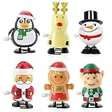 Aufziehspielzeug Weihnachten, 6 Stück Figur Uhrwerk Spielzeug Adventskalender Füllung, Wind Up Springspielzeug, Rentier Weihnachtsbaum Schneemann Mitgebsel Kleinigkeiten, Weihnachts Geschenke Kinder