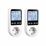 2 Stück Strommessgerät 8 Modi, Stromzähler für Steckdose Energiekostenmessgerät Stromverbrauchsmesser Wattmeter Kwh Zähler Energiezähler, Leistungsmesser mit Hintergrundbeleuchtung