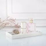 Emibele Schmucktablett, Schmuckaufbewahrung Bad Küche Kommode Vanity Organizer für Kosmetische Dusche Tissue Kerze Parfüm Seife Handtuch Shampoo Kleine Pflanze Dekoration, Mini Größe - Kies Weiß