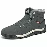 Mishansha Herren Winter Schuhe Wasserdicht Schneestiefel Warm Gefüttert Winterstiefel rutschfeste Schnürstiefel Komfortabel Kurzschaft Winter Boots, Grau 45