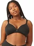 Naturana® BH Damen ohne Bügel [Cup A-D] I 100% Gepolsterte Träger I BH ohne Bügel mit nahtlosen Cups I Damen BH mit Unterbrustband 100 Schwarz B