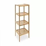 Relaxdays Badregal Bambus, Standregal Badezimmer & Küche, Bambusregal mit 4 offenen Ablagen, HBT 110 x 34 x 33 cm, natur, Braun