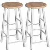 WOLTU 2X Barhocker Bistrohocker Tresenhocker Barstuhl, Gestell aus stabilem Stahl, Stizfläche aus MDF, Hell Eiche