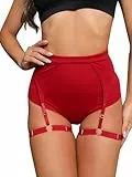 Tongmingyun Kurze Sporthose Damen High Waist Gym Booty Shorts Bauchweg Radlerhose Sportshorts Boxershorts Leggings Unterhosen Sommer Short für Yoga Joggen Pilates Fitness Rot XXL