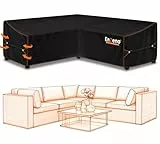 Enzeno Gartenmöbel Abdeckung für L-Form Sofas Wasserdicht (Linke Kurz-Rechte Lang) Ecksofa Abdeckplane Winddicht Lounge Abdeckung Loungemöbel Abdeckhaube für L Form Lounge 180x250x90x80/65cm