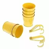 Cabilock 6Pcs Hängender Blumentopf Metall Blumentöpfe Blumeneimer Hängetopf Wand Pflanzer mit Ablaufloch Metall Vase Pflanztöpfe Pflanzgefäße Balkontopf Übertopf für Zuhause Garten Balkon Gelb