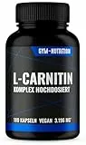 L-Carnitin Dreifach Komplex 3196mg 180 Kapseln hochdosiert – L-Carnitine Tartrat, Acetyl-L-Carnitin, Schwarzer Pfeffer – vegan
