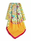 GLORIS Damen Tuch Schal Oarnge mit auffälligem buntes Muster - Halstuch, Kopftücher,Hijab - Perfekt für Frühling Herbst und Winter - viskose 135 * 135 cm.