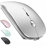 LEAPEST Kabellose Bluetooth Maus für MacBook Pro/Air/Mac/iPad/Laptop/Desktop/Mac/PC/Computer/Telefon - Tragbare schlanke, leise Büromäuse mit USB-C-Adapter 2,4 GHz -Mäuse Kabellos (Silber)