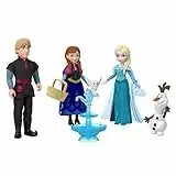Mattel Disney Die Eiskönigin Spielzeug, kleine Puppen im 4er-Set mit Anna, ELSA, Kristoff, Olaf sowie Brunnen und 3 Zubehörteile zum Geschichtenerzählen, inspiriert vom Film, JJP89