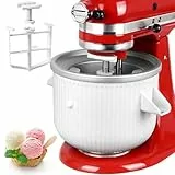 LETOMS Eiscrememaschine Aufsatz für Kitchenaid, 2 Quart gefrorenes Eis Schüssel für Standmixer 4.5/5/6/7QT, Sorbet Gelato Maker für hausgemachtes Eis, Dessert, Joghurt