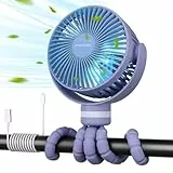 momcozy Tragbarer Kinderwagen-Ventilatoren, Clip Ventilator, 360° Abnehmbare 4 Geschwindigkeiten, LED-Nachtlicht Ventilator,Reisen (Violett)