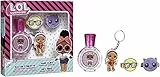 L.O.L. SURPRISE Surprise Geschenkset: Parfüm für Kinder (30 ml) in schönem Glasflakon, Haarklammern und Schlüsselanhänger im LOL-Design