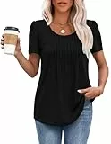 MOLERANI T-Shirts für Damen Kurzarm Oberteile Soft T-Shirt mit Rundhalsausschnitt Loose Casual Sommer Tops Schwarz 2XL