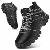 ricema Winterschuhe Herren Damen Winterstiefel Warm Gefüttert Schneestiefel Leicht Wanderschuhe Trekkingschuhe Rutschfest Stiefe, Schwarz 37 EU