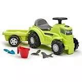 Ecoiffier Spielzeug 4359 – Rutschauto Traktor mit Anhänger 85 cm und Zubehör – Spiel Pein Air – von 12 bis 36 Monaten