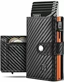 Tomylv Geldbörse Herren - Portmonee Herren mit Münzfach & RFID Schutz, Kartenetui Klein, ID-Fenster, Geldscheinfach, Geldbeutel Kreditkarten Slim Wallet - Schwarz Orange