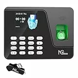NGTeco Zeiterfassungsgerät für Mitarbeiter (Fingerabdruck + PIN), Standalone Stechuhr, Kein WiFi/Software/Monatliche Kosten