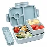 Bugucat Brotdose Kinder mit Fächern 1300ML, Auslaufsicher Lunchbox Kinder, Bento Box mit Besteckset, Brotdose für Erwachsene,Vesperdose Frühstücksbox für Mädchen & Jungen Blau