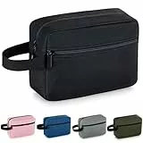 Elviros Reise-Kulturtasche für Herren und Damen, leichte Kosmetiktasche zum Aufhängen, Kosmetiktasche mit Rasierfach, Make-up-Organizer, kleine Reisetasche, Schwarz,kulturtasche