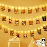CNMTCCO 100 LED 10M Foto Lichterkette, batteriebetriebene Lichterkette,mit 50 Clips hängenden Fotos,mit Fernbedienung 8 Lichtmodi für Schlafzimmer Hochzeit Party Geburtstag Weihnachten Dekoration