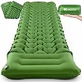 AKSOUL Selbstaufblasende Isomatte: Aufblasbare Camping-Luftmatratze für Einzelbett, leichte Schlafmatten, kompakte ultraleichte Unterlage für Camping, Wandern, Reisen, 10 cm, Grün
