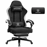 GTPLAYER Gaming Stuhl Stoff, Gaming Sessel mit Taschenfederkissen, ergonomischer Drehstuhl, Gamer Stuhl mit Fußstütze150 kg Belastbarkeit, schwarz
