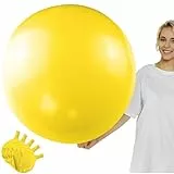Ovanda Gelber XXL Luftballon, 5 x Durchmesser 60 cm Großer Latex Luftballon Heliumgeeignet, Riesen Luftballons Gelb für Hochzeit Deko Kindergeburtstag, Sommerparty & Fotorequisiten